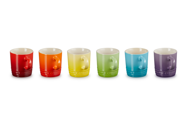 Boven hoofd en schouder Over instelling Duizeligheid Espressotasjes Rainbow Set van 6 in Aardewerk | Le Creuset BE