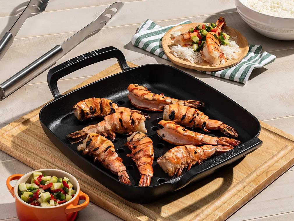 Crevettes au barbecue et relish au concombre